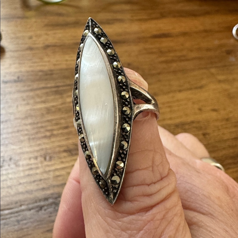 Goth 925 ring size 8 | Long 925 Marquise Ring | Unisex ring size 8 | stage wear - Picture 4 of 6